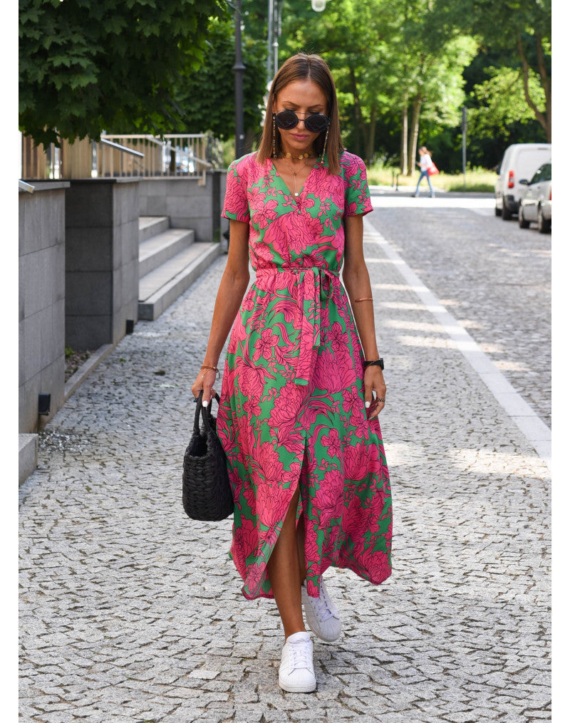 Robe D'Été Imprimée Pour Femme | Col En V