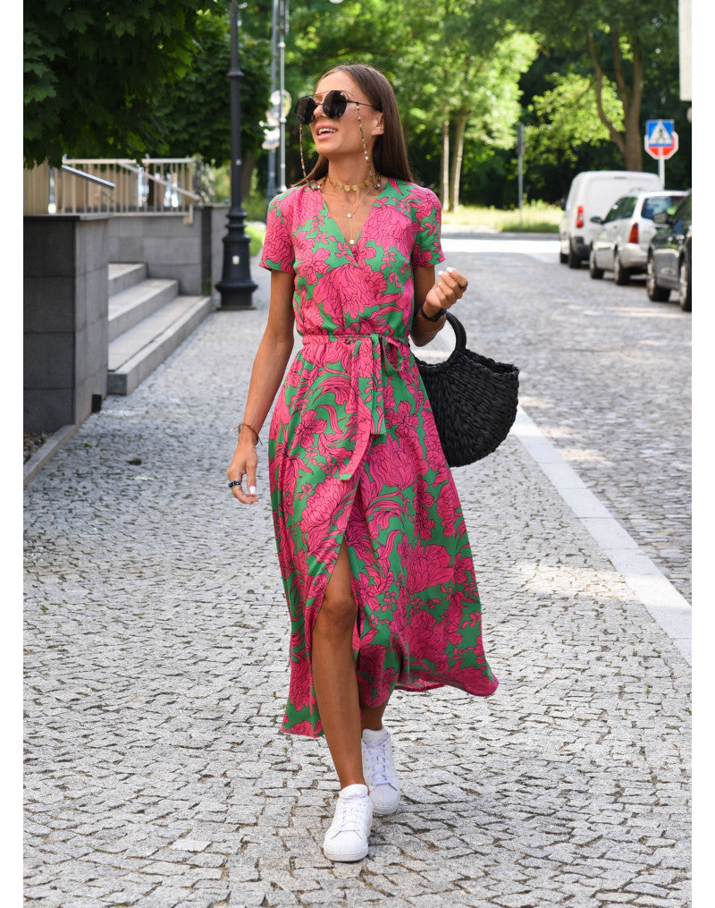 Robe D'Été Imprimée Pour Femme | Col En V