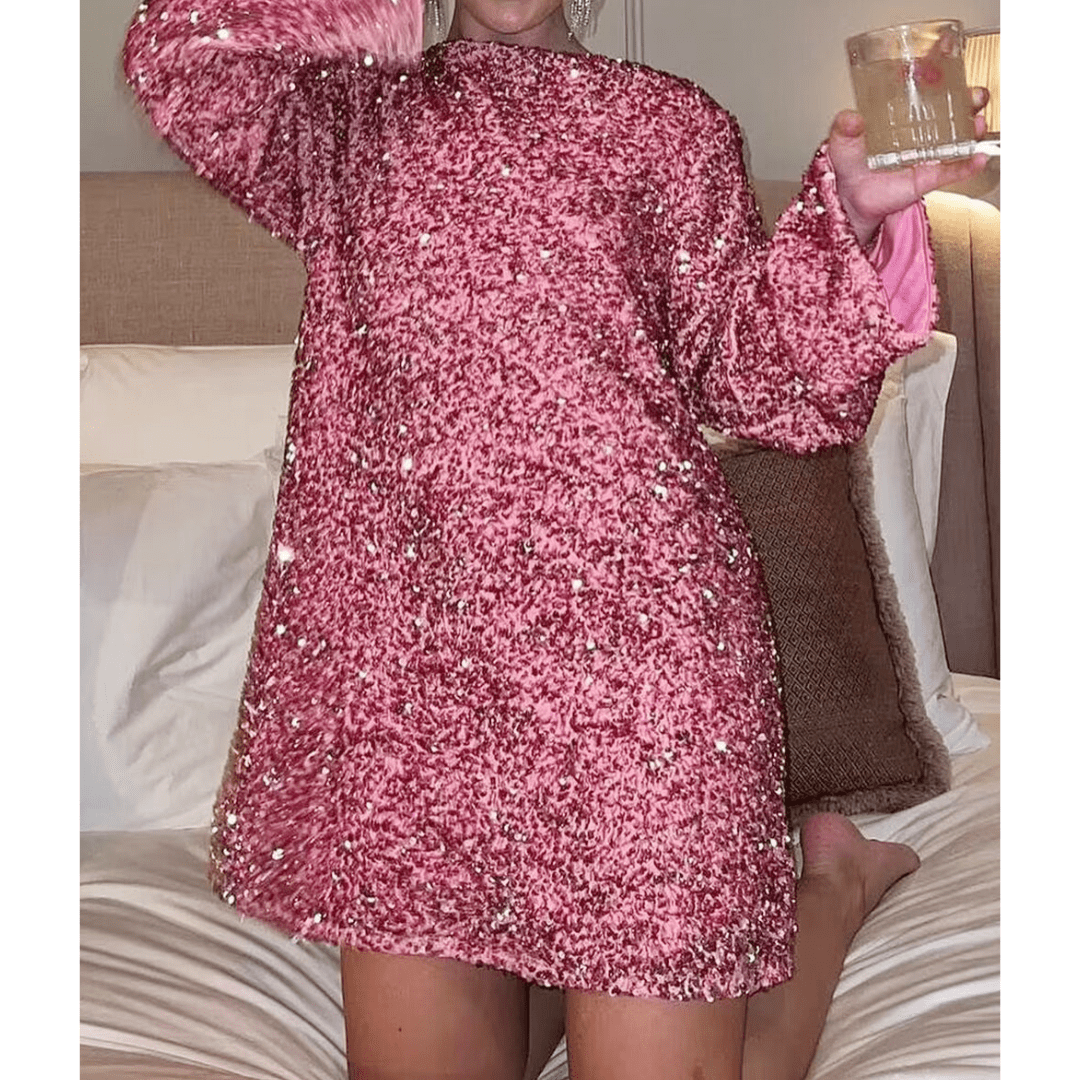 Robe De Soirée Pailletée Pour Femme | Manches Longues