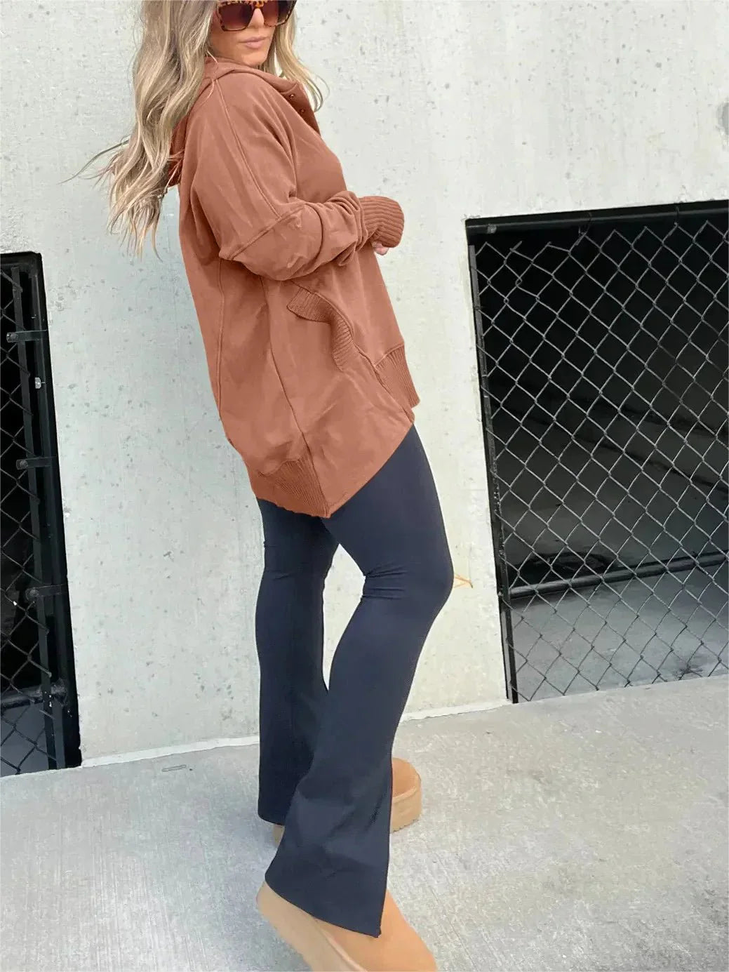 Sweat à Capuche Boutonné Pour Femme | Manches Avec Trou Pour Le Pouce