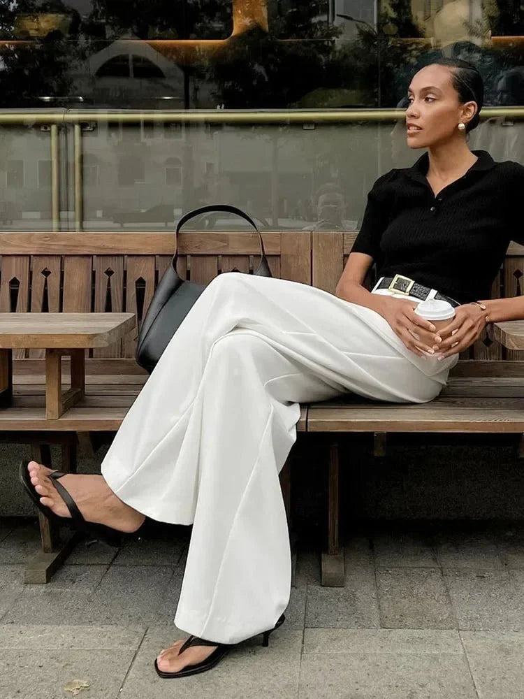 Pantalon Large Jambe pour Femme | Coupe Ajustée