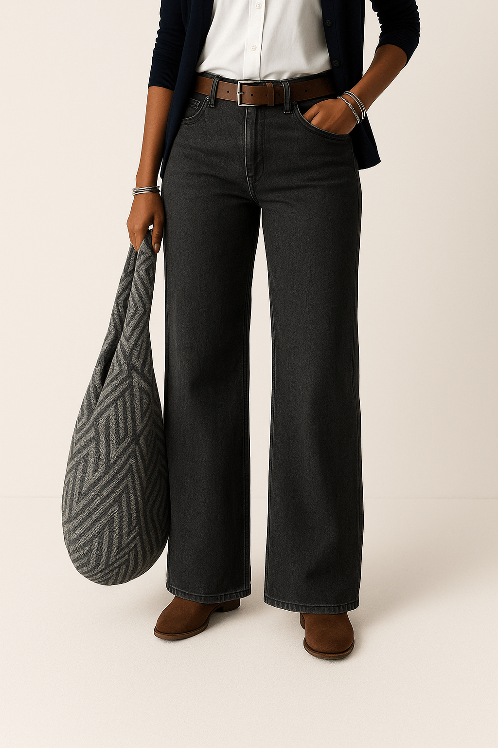Jean Large Jambe Pour Femme | Coupe Taille Haute
