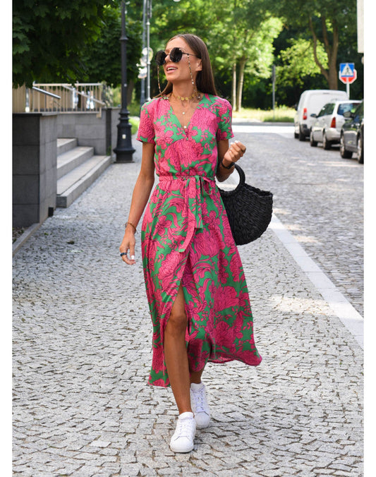 Robe D'Été Imprimée Pour Femme | Col En V