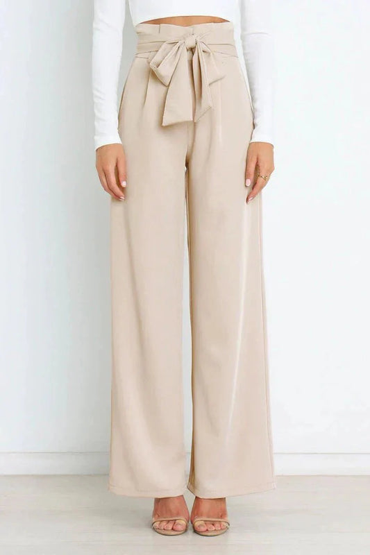 Pantalon Large Pour Femme | Détail Ceinture à Nouer