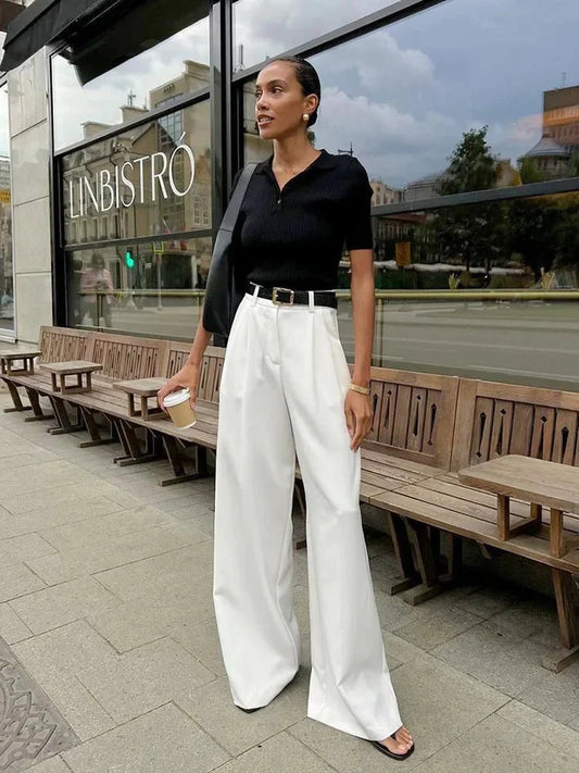Pantalon Large Jambe pour Femme | Coupe Ajustée