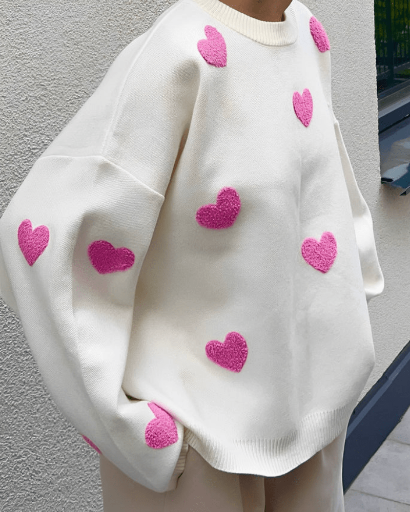 Pull Oversize Cœur Pour Femme | Design Ludique